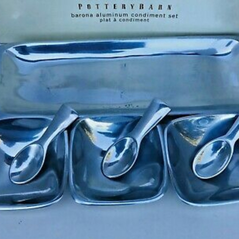 Pottery Barn Aluminum Condiment Set